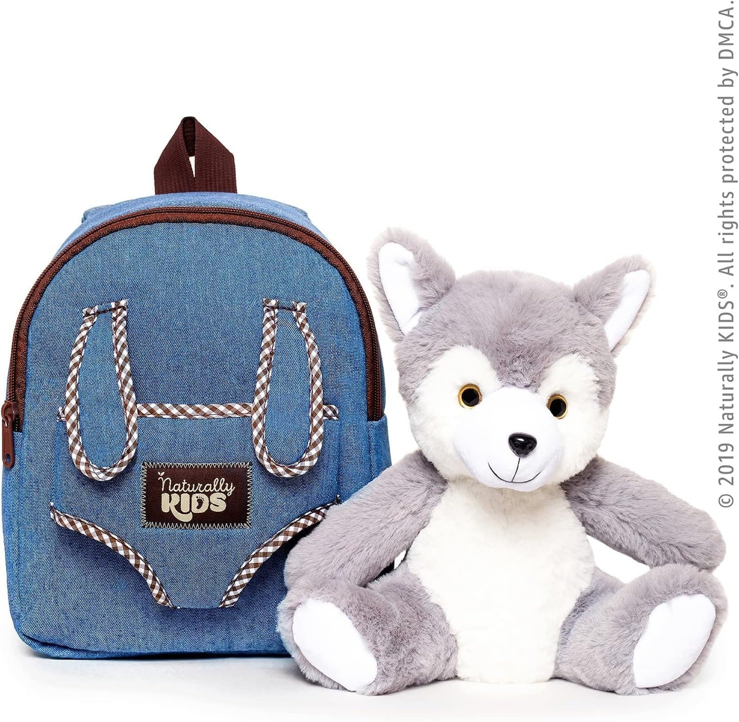 Wolf Backpack, Wolf Toys for Girls Boys, Wolf Stuffed Animal, Husky Toy for Kids