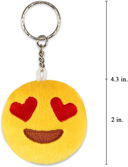 Emoticon Keychains, Mini Emoticon Plush Party Favors for Valentine' S Day Gifts Birthday Party Supplies, Carnival Prizes for Kids Treasure Box Bulk Toy Assortment 2" Set of 30