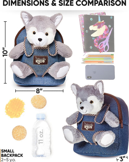 Wolf Backpack, Wolf Toys for Girls Boys, Wolf Stuffed Animal, Husky Toy for Kids