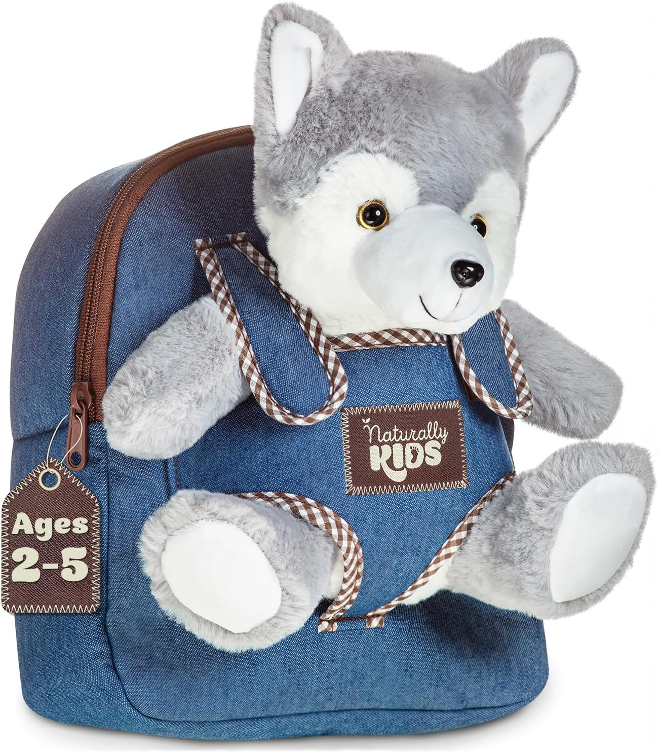 Wolf Backpack, Wolf Toys for Girls Boys, Wolf Stuffed Animal, Husky Toy for Kids